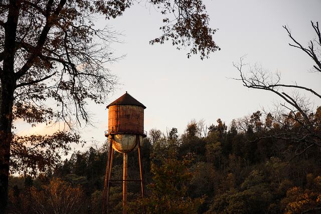 The water tower at Castle & Key in autumn