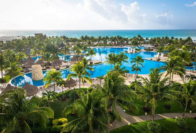 The pools at The Mayan Palace